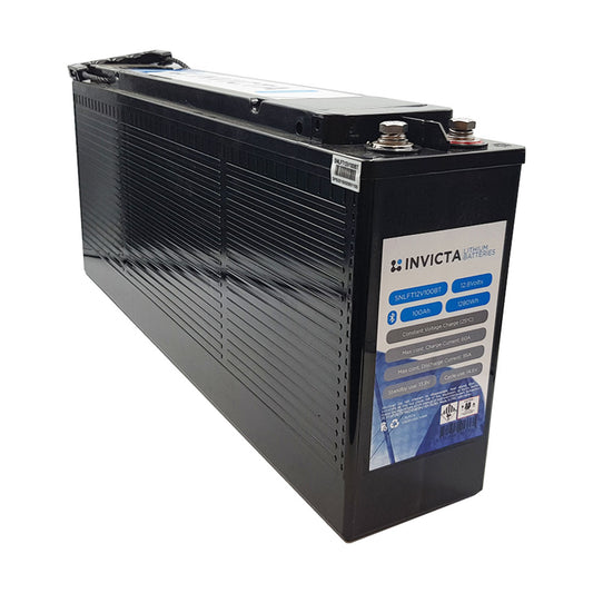 Invicta Lithium 12V 100Ah Slimline Lifepo4 Battery Bluetooth - SNLFT12V100BT