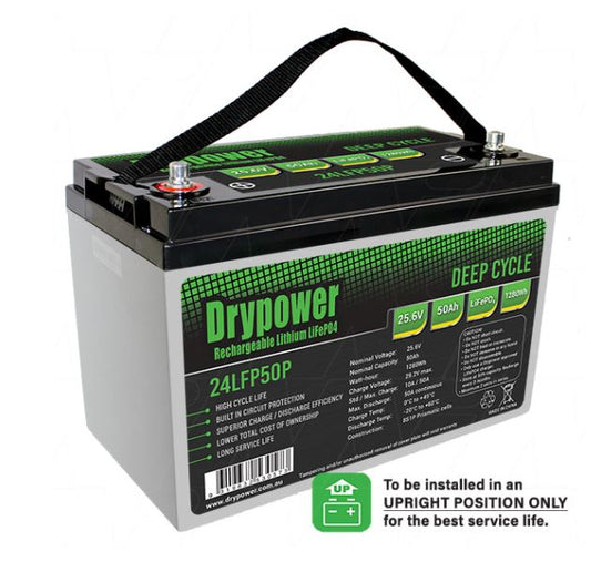 Drypower 25.6V 50Ah Lithium Iron Phosphate (LiFePO4) Battery - 24LFP50P