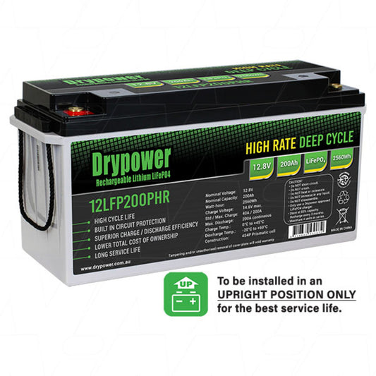 Drypower 12.8V 200Ah High Rate Lithium Iron Phosphate (LiFePO4) Battery - 12LFP200PHR
