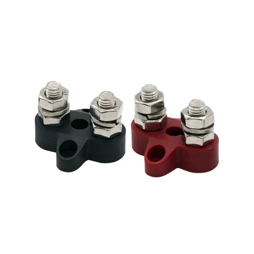 Victron Dual Terminal Stud M8-linked set (1 red/1 black) - VBB413020010