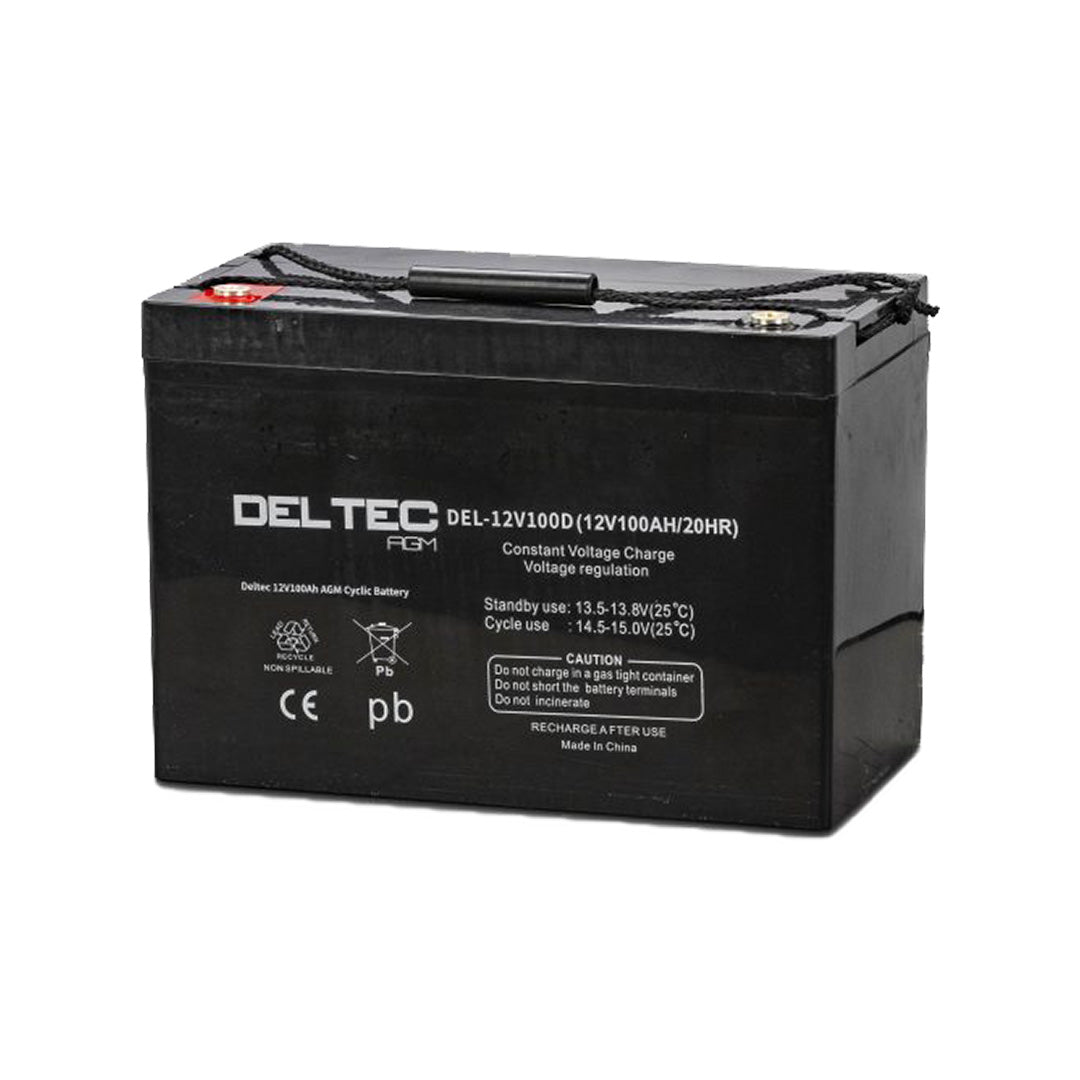 Deltec 12V 100Ah Deep Cycle AGM Battery - DEL-12V100D