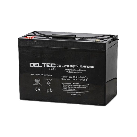 Deltec 12V 100Ah Deep Cycle AGM Battery - DEL-12V100D