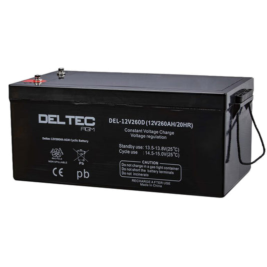 Deltec 12V 260Ah Deep Cycle AGM Battery - DEL-12V260D