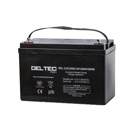 Deltec 12V 120Ah Deep Cycle AGM Battery - DEL-12V120D