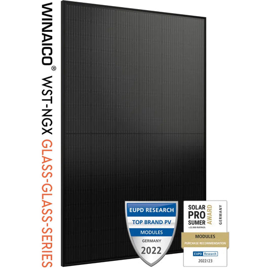 Winaico 445W Full Black N-Type Bifacial Glass-Glass Solar Panel - WST-445NGXB-D3