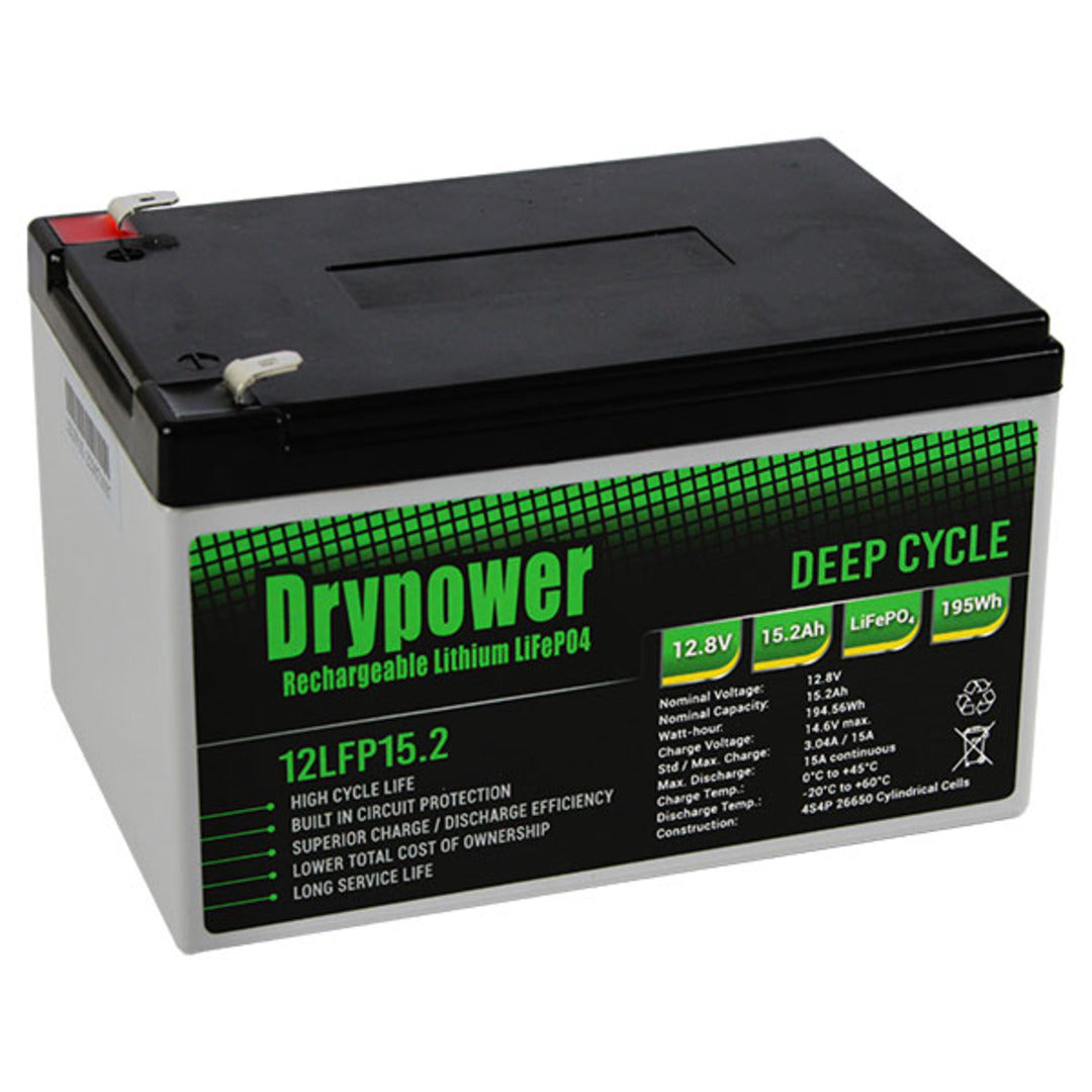 Drypower 12.8V 15.2Ah Lithium Iron Phosphate (LiFePO4) Battery - 12LFP15.2
