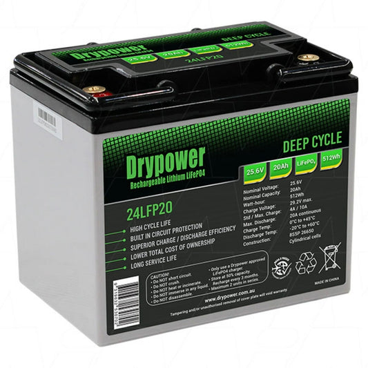 Drypower 25.6V 20Ah Lithium Iron Phosphate (LiFePO4) Battery - 24LFP20