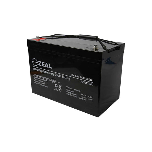 Zeal 12V 80Ah Deep Cycle AGM Battery - SA12V80C