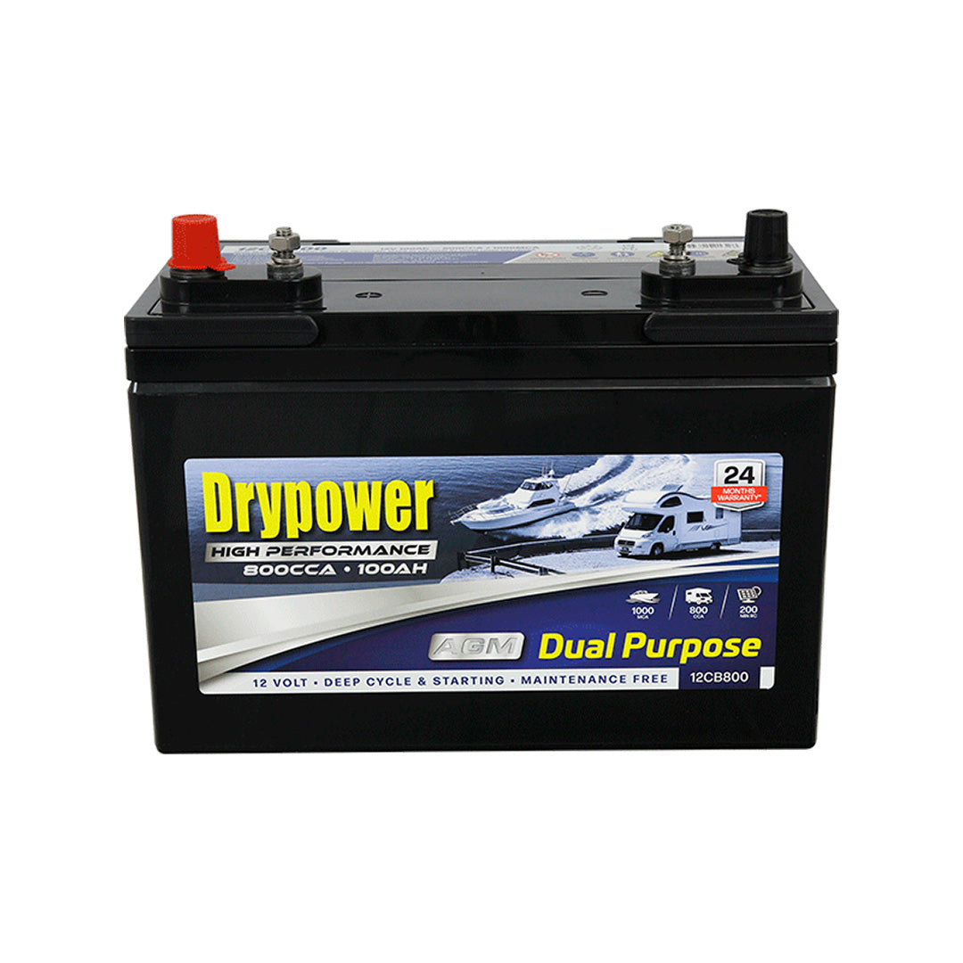Drypower 12V 100Ah 800CCA Dual Purpose AGM Battery - 12CB800