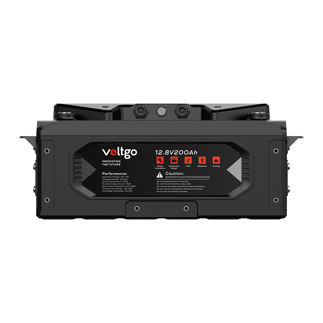 VoltGo 12.8V 200Ah IP65 LiFePO4 Battery with Bluetooth/CAN/RS485 - VLRV2560A
