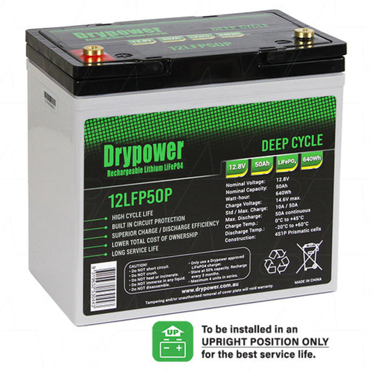 Drypower 12.8V 50Ah Lithium Iron Phosphate (LiFePO4) Battery - 12LFP50P