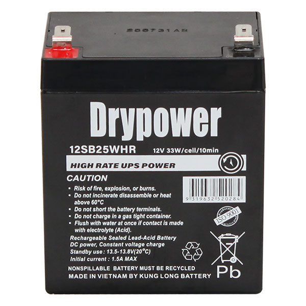Drypower 12V 5Ah High-Rate AGM Battery - 12SB25WHR