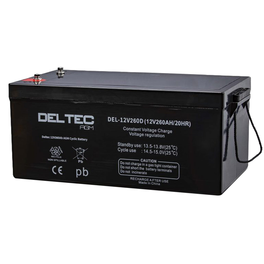 Deltec 12V 260Ah Deep Cycle AGM Battery - DEL-12V260D
